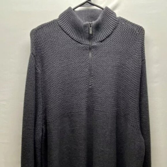 Calvin Klein Jeans Men's XL Sweater Dark Gray Half Zip Mock Neck CK Logo Zipper - Picture 2 of 14